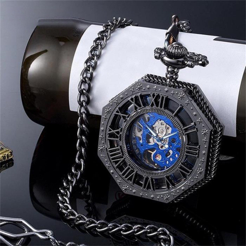 Jam tangan  Gantung Pria Kuno Antik Elegan Saku Mekanik Lipat Retro Nostalgia Kreatif Baru untuk Wan