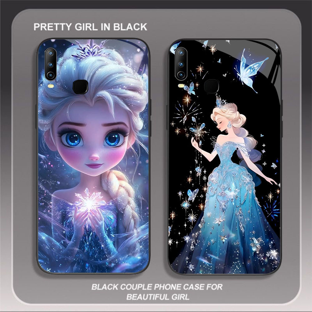 JP-42 Frozen Case KACA Soft Edge Untuk VIVO Y19 Y15 X23 Y17 Y93 Y12 Y91 Y95 2019 Y85 Y91C Y89 Y11 V9