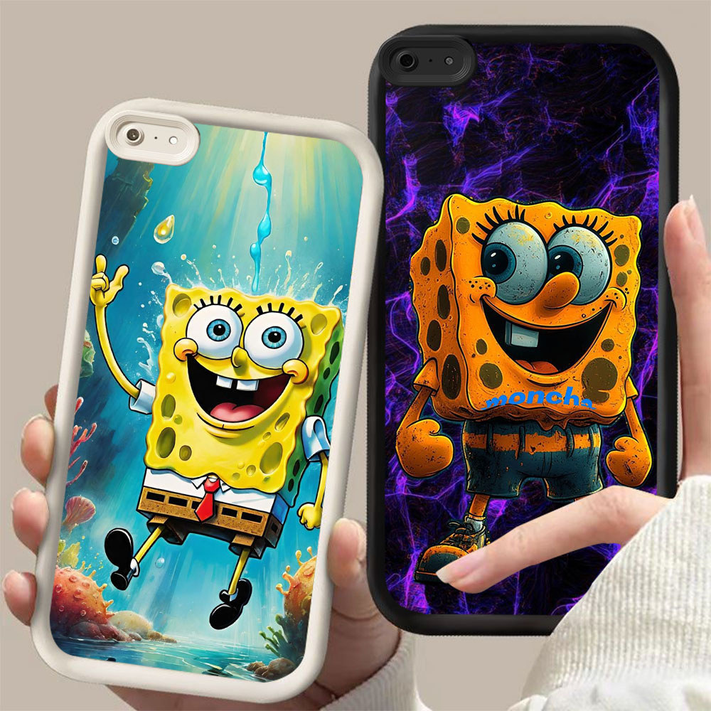 SK-98 SpongeBob SquarePants Silikon hitam putih Casing untuk Realme Narzo C30 C30S F5 P1 A83 Narzo50