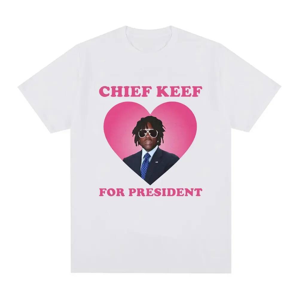 Kaos Rapper Chief Keef For President Pria, Kaos Fashion Kasual Lengan Pendek, Kaos Estetis Vintage O