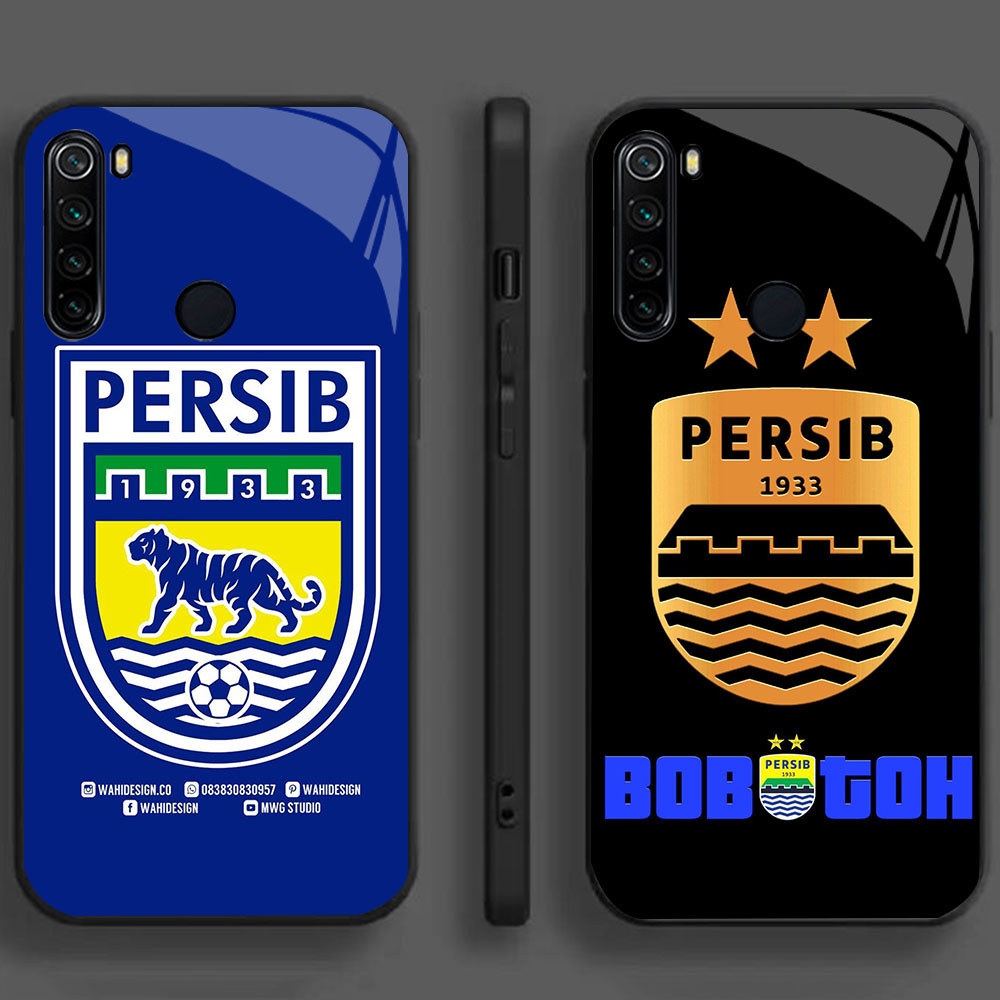 UK-80 Persib Bandung Casing KACA bingkai lembut hitam Redmi Note 10 8 8A 9 Pro Lite