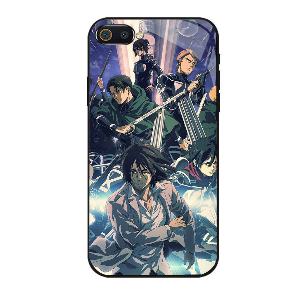 JP-3 Attack on Titan Case KACA Soft Edge Untuk OPPO Realme C1 C2 A12E A5 C2s A3S