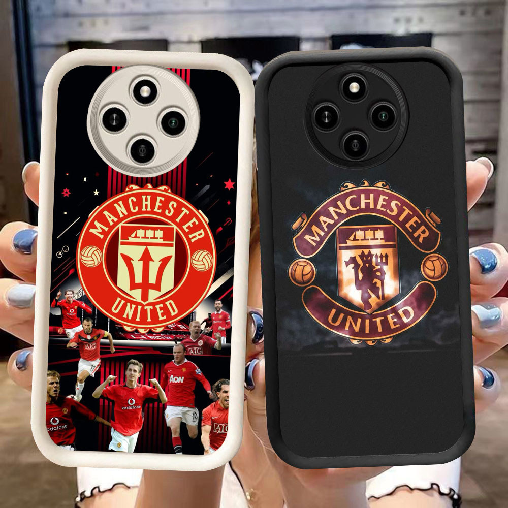 SK-76 Man United Silikon hitam putih Casing untuk Xiaomi Redmi Poco C61 A3 14C X3 12 A3X 13 C75 Pro
