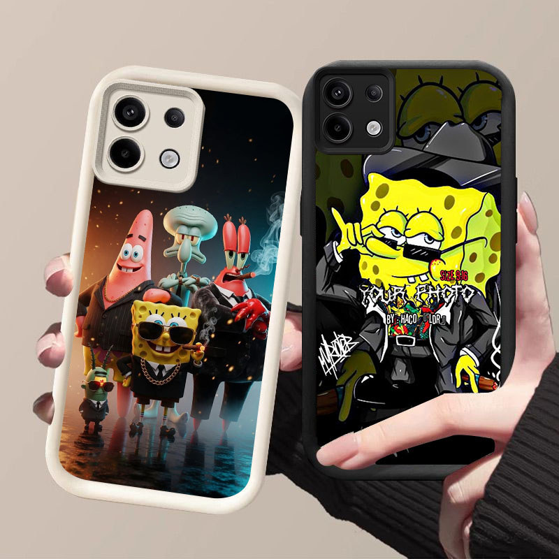 SK-98 SpongeBob SquarePants Silikon hitam putih Casing untuk Infinix Tecno ITEL Smart POP Spark Pova