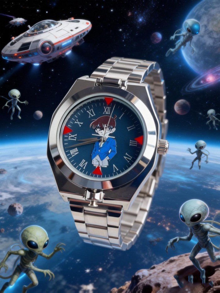 Pop-top Detective Conan Watch Space-themed Metal Waterproof Luminous Watch