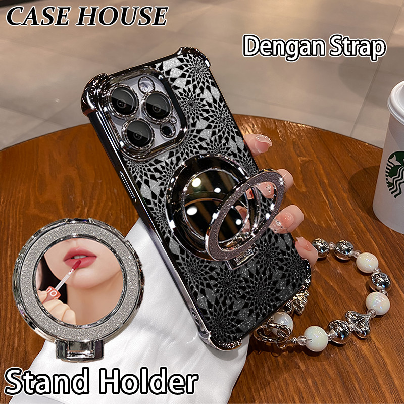 Glitter Card Case HP Samsung A10S A12 5G A23 A50S A05S Stand Holder Cermin Casing Samsung A04 A11 A2