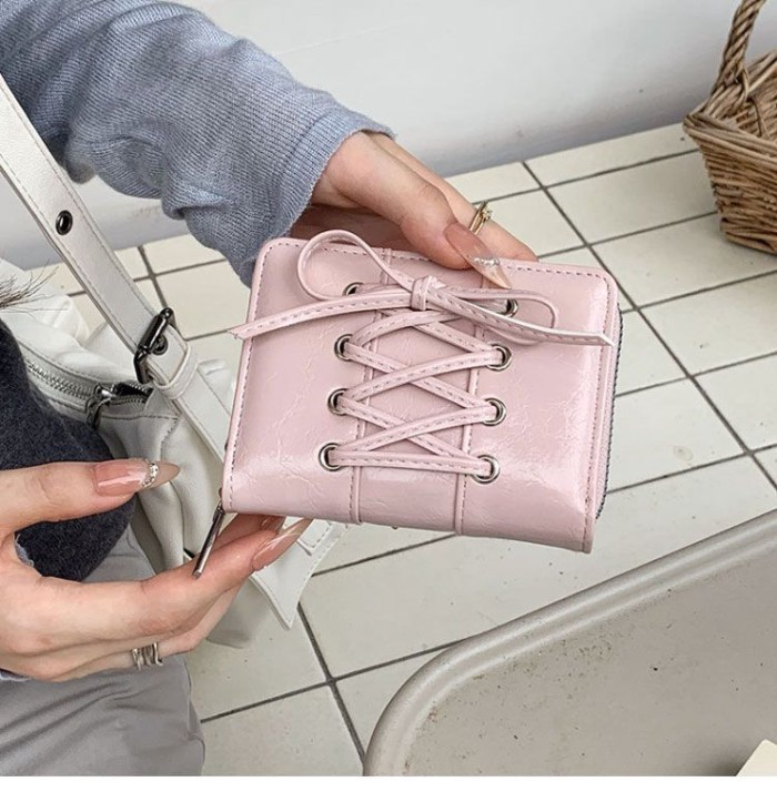 Dompet Wanita Gaya Korea Baru Sederhana Serbaguna Dasi Kupu-kupu Gesper Ritsleting Tempat Kartu Lipa