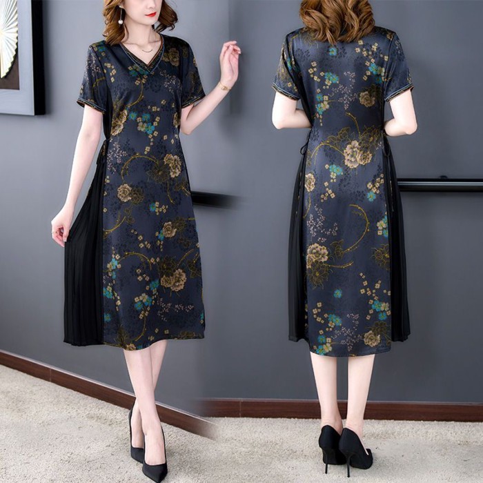 Gaun Untuk Ibu Paruh Baya, Rok Sutra Musim Gugur Untuk Wanita Paruh Baya Dan Lanjut Usia, Rok Ibu Uk