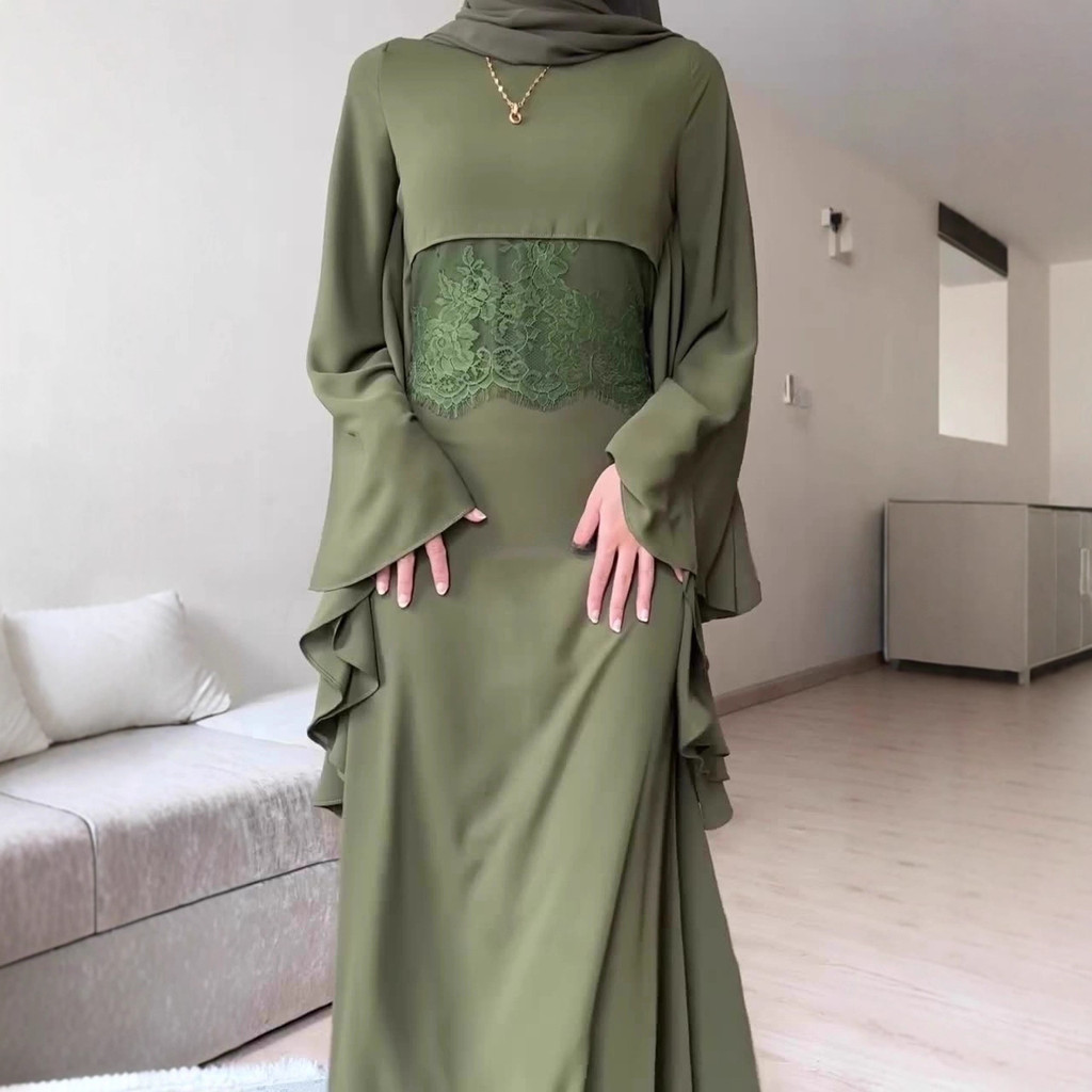 Dress Gaun Wanita Muslim Tren Fashion Abaya Timur Tengah Dubai Arab Saudi Pakaian Doa Hui Malam Berk