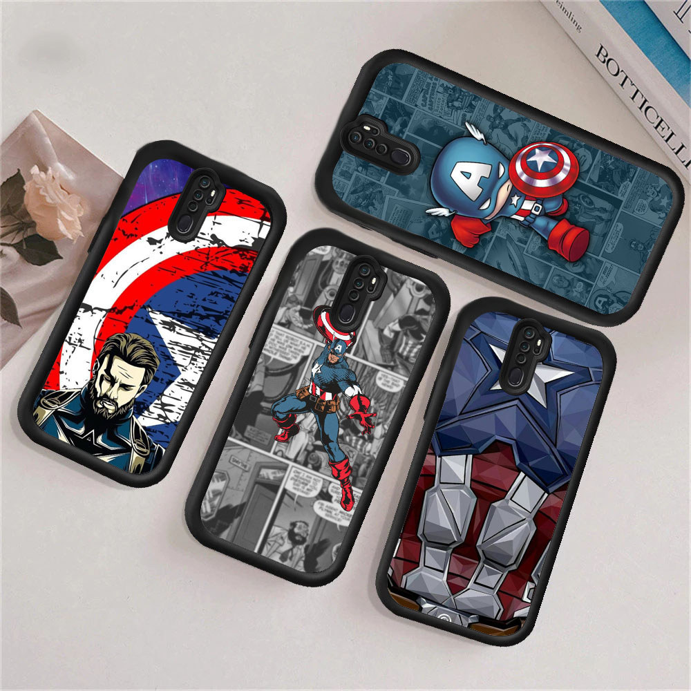 KU17 Captain America Hp Plating Casing untuk OPPO Reno A1K A9 C2 F11 A12s C2s A12E 2 2F A12 F7 2Z A7