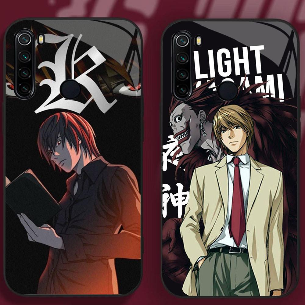 UK-45 Death Note Casing KACA bingkai lembut hitam Redmi Note 10 8 8A 9 Pro Lite