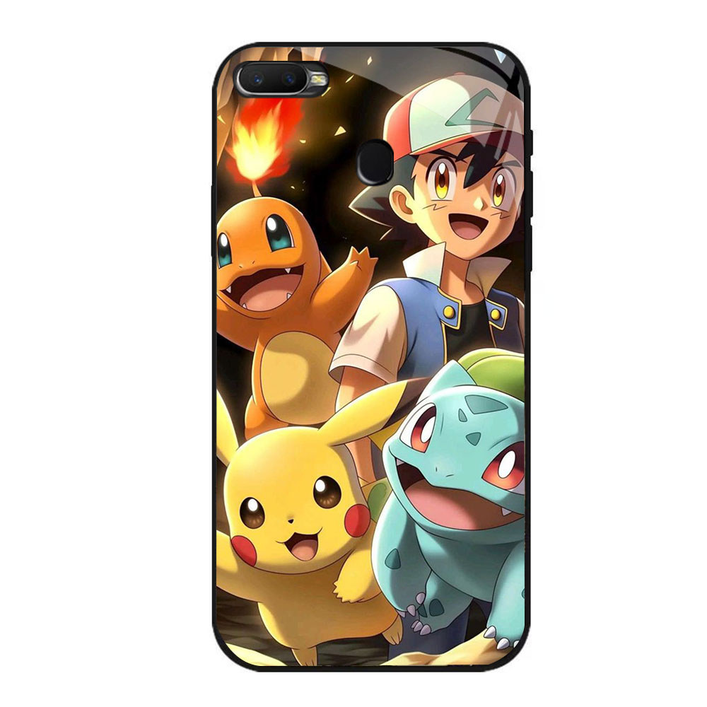 JP-72 Pokemon Pikachu Case KACA Soft Edge Untuk OPPO Realme A11K F5 2 A7 F9 A5S A12 F7 A12S Pro