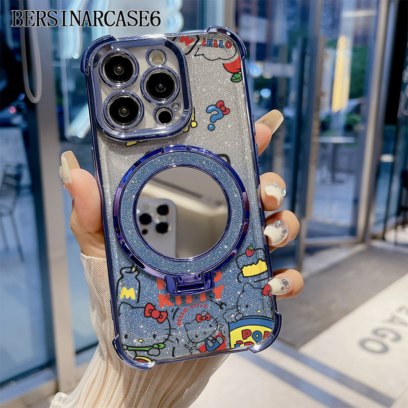 Case Redmi 10A 10C 11A 12C Case Dengan Stand Cermin Bracket Stand Soft Case Redmi Note 9 Note 10 Cer