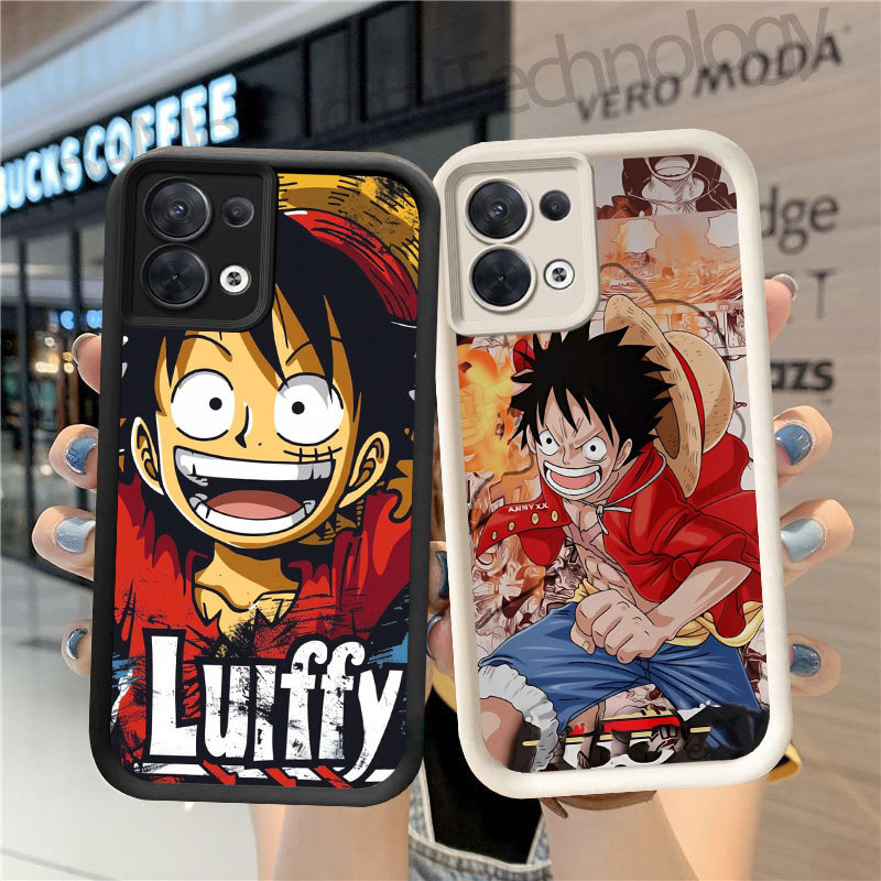 UK-64 Luffy One Piece Hitam Putih silikon lembut Casing untuk OPPO Xiaomi Redmi Reno Find K9X F21S 8