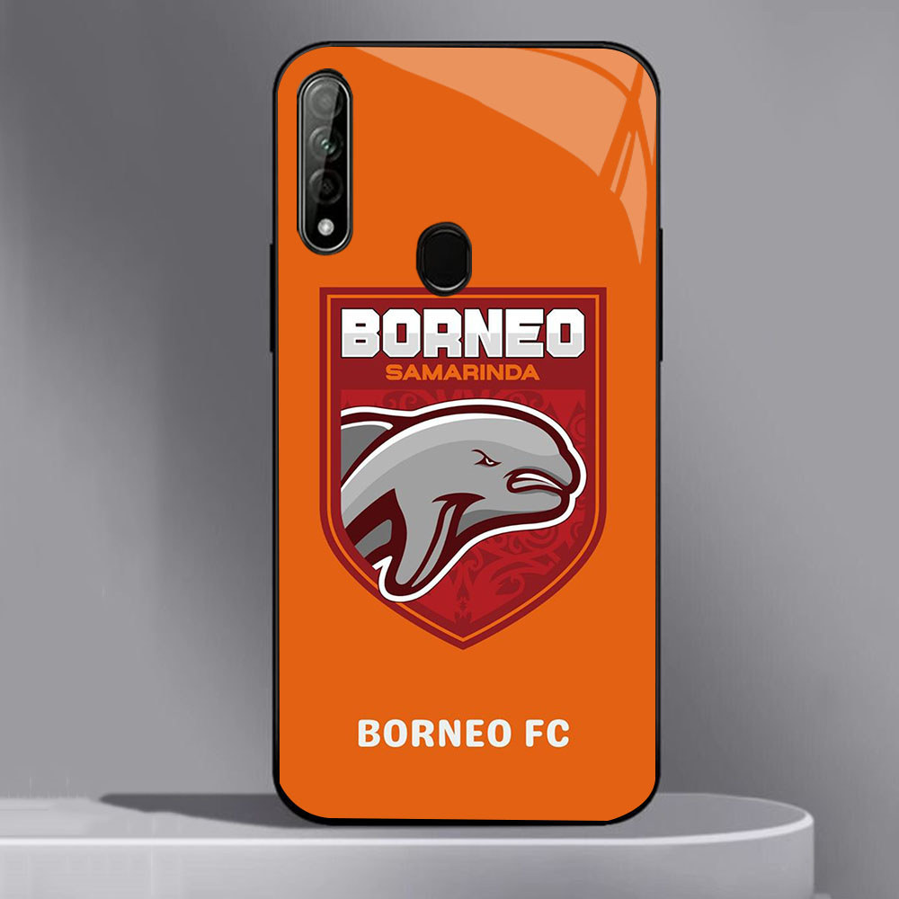 UK-58 Indonesian FC Borneo Casing KACA bingkai lembut hitam OPPO Realme A32 A33 A53 C17 7i A31 A53S 