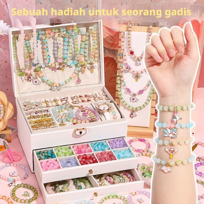Gelang Kaca Manik-manik Buatan Tangan Diy Bahan Tas Kaca Gelang Anak-anak Mainan Anak Perempuan Men