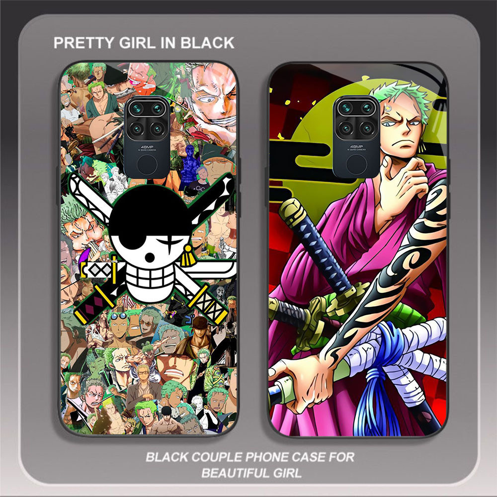 JP-70 One Piece Zoro Case KACA Soft Edge Untuk Xiaomi Redmi Note Poco 9 M2 X3 NFC 9S Pro