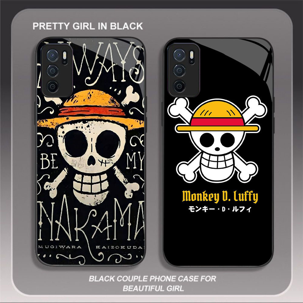 JP-68 One Piece logo Case KACA Soft Edge Untuk OPPO Reno A16 F19 F19S A16S A54S A74 A95 6 Lite