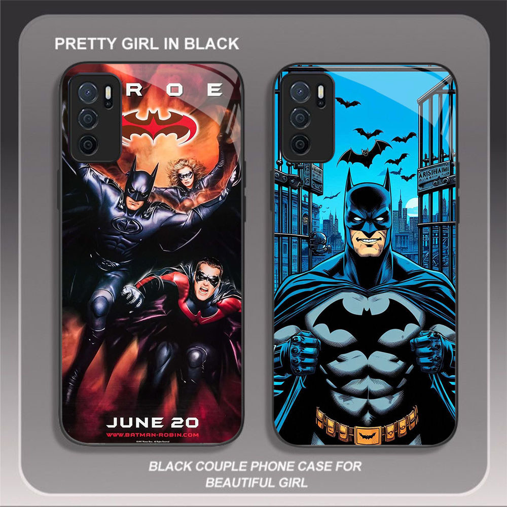 JP-17 DC Batman Case KACA Soft Edge Untuk OPPO Reno A16 F19 F19S A16S A54S A74 A95 6 Lite