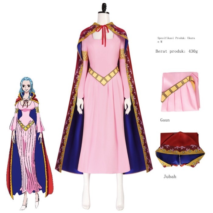 One Piece Princess Vivi cos pakaian Pameran Komik 2D one piece cosplay Vivi rok wanita set lengkap