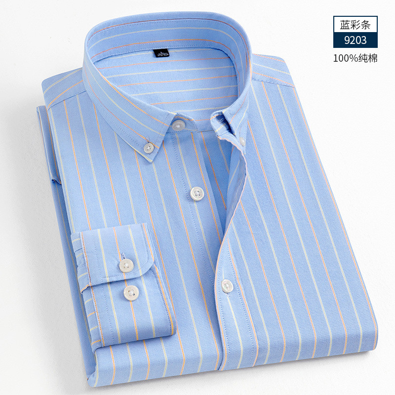 Kemeja Pria Lengan Panjang Katun Murni 2025    Bergaris Santai untuk Paruh Baya  Lansia Berkualitas