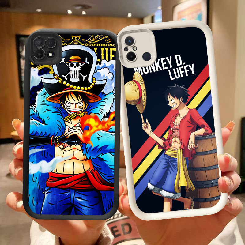 UK-64 Luffy One Piece Hitam Putih silikon lembut Casing untuk Xiaomi Redmi POCO Note NFC 12C C55 10C