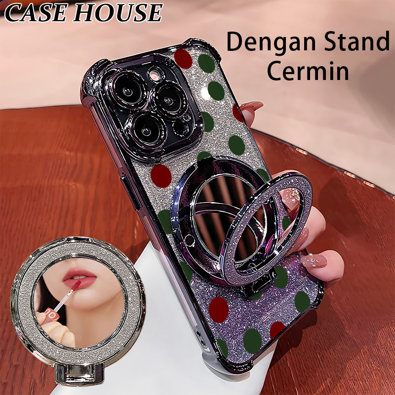Glitter Card Case HP Samsung A04E A06 A16 A30S A52 Stand Holder Cermin Casing Samsung A05S A11 A20 A