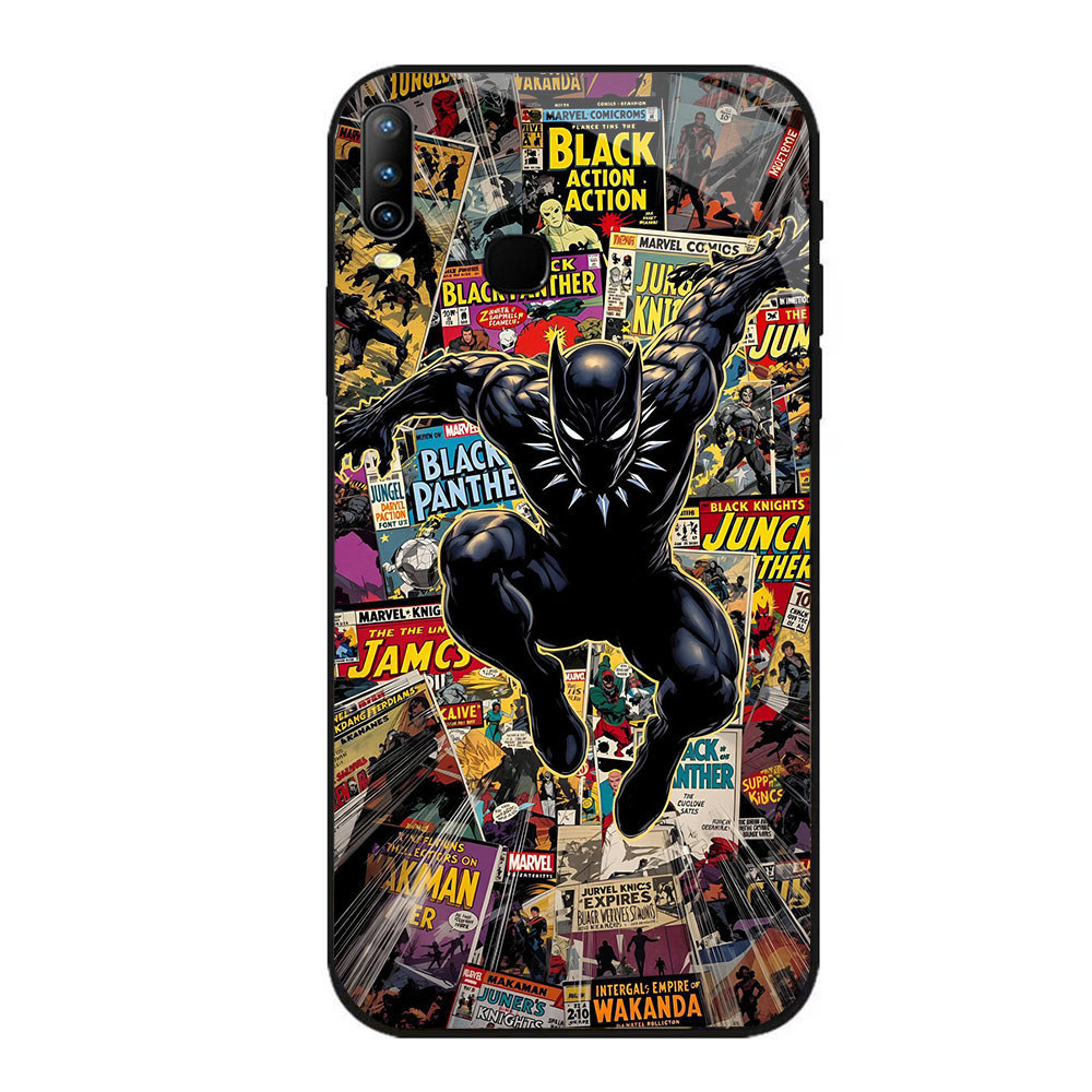 JP-10 Black Panther Case KACA Soft Edge Untuk VIVO Y19 Y15 X23 Y17 Y93 Y12 Y91 Y95 2019 Y85 Y91C Y89