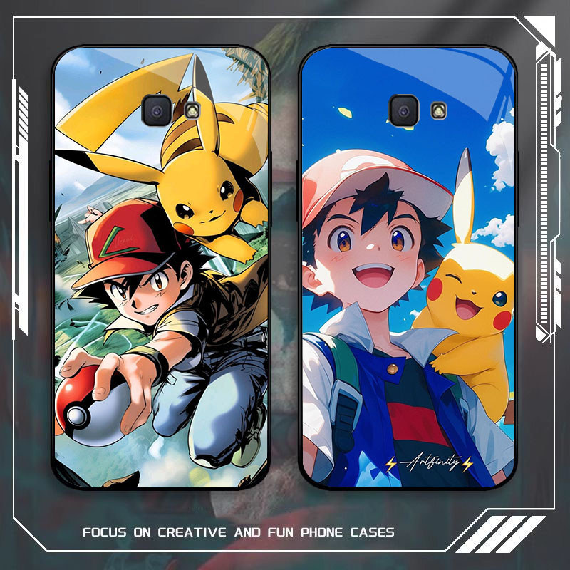 JP-72 Pokemon Pikachu Case KACA Soft Edge Untuk Samsung Note J4 J6 S24 9 Core FE S25 J7 Prime Pro Pl