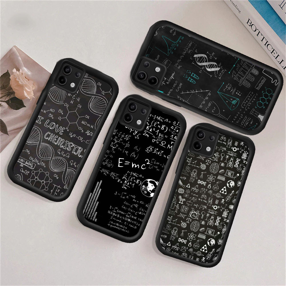 KU64 Mathematics and Chemistry Hp Plating Casing untuk Samsung A24 FE A55 M15 A16 A04E S24 A25 A15 A