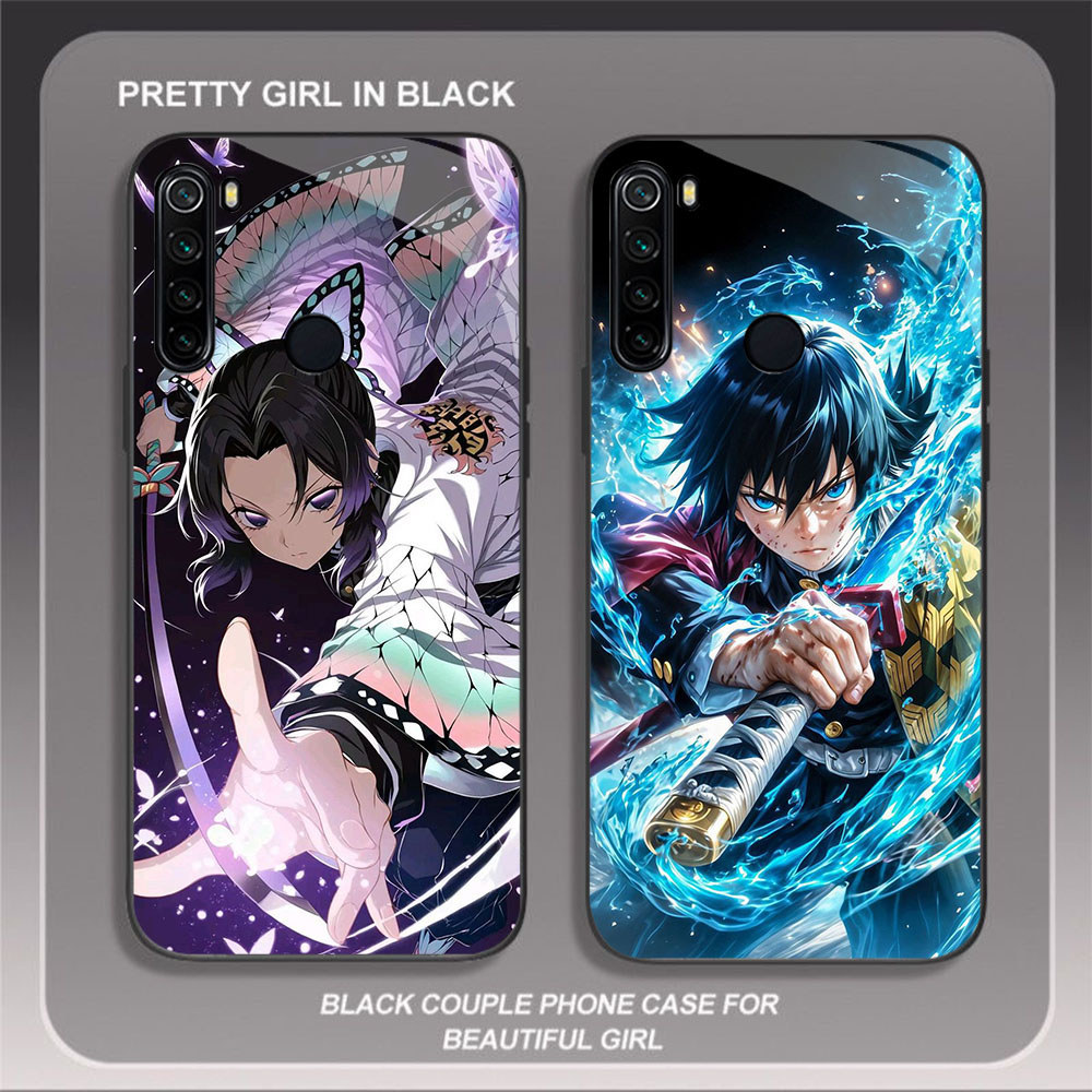 JP-87 X Demon Slayer Case KACA Soft Edge Untuk Redmi Note 9 8A 8 10 Pro Lite