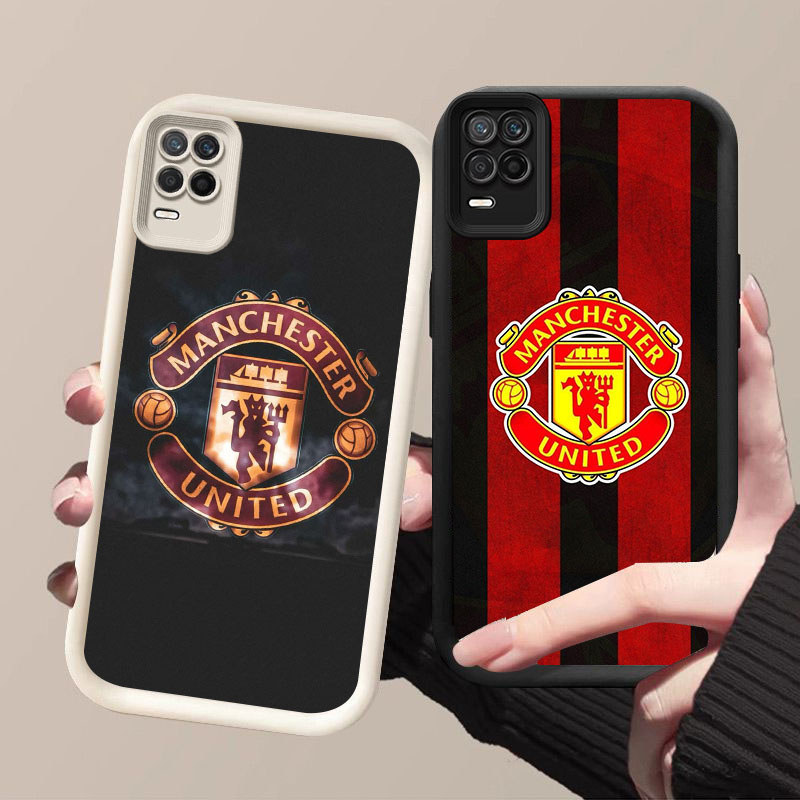 SK-76 Man United Silikon hitam putih Casing untuk Realme Narzo 8S Q3 30 A54 8 V13 Pro 5G 4G OPPO