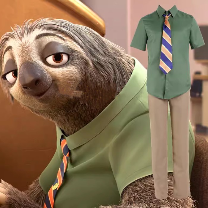 Zootopia Lightning Three-Toed Sloth Kostum Cosplay Zootopia Dewasa dan Anak-anak Stok Tersedia