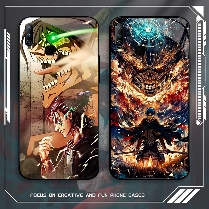 JP-3 Attack on Titan Case KACA Soft Edge Untuk VIVO Y19 Y15 X23 Y17 Y93 Y12 Y91 Y95 2019 Y85 Y91C Y8