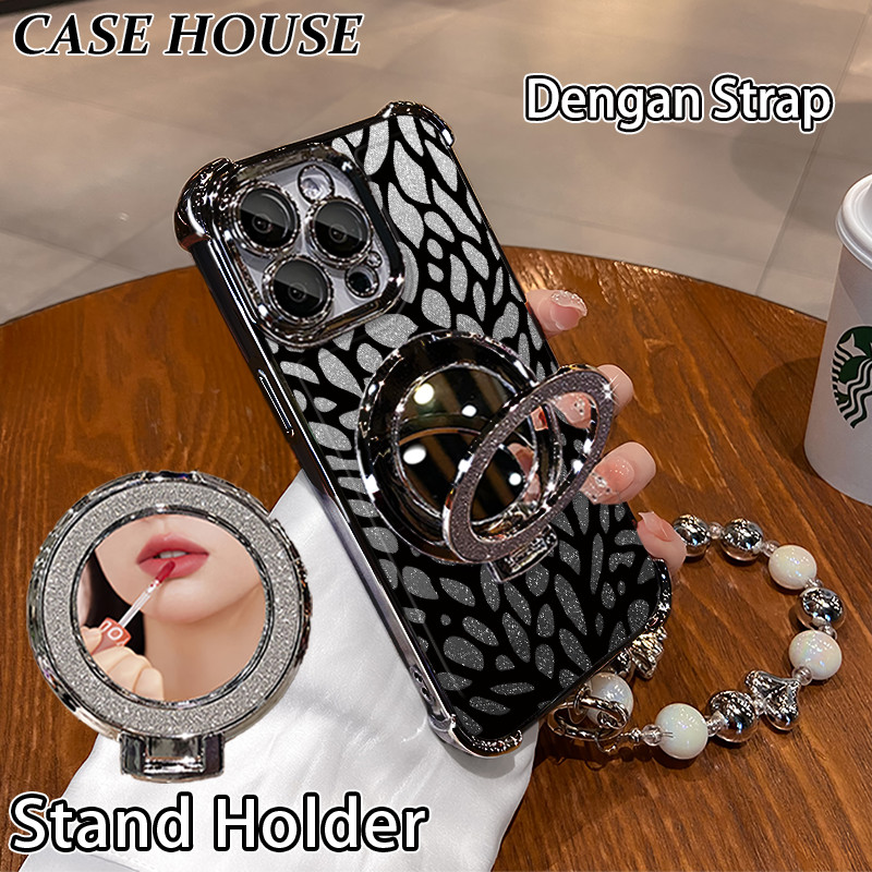 Glitter Card Case HP Samsung A10S A12 5G A23 A50S A05S Stand Holder Cermin Casing Samsung A04 A11 A2