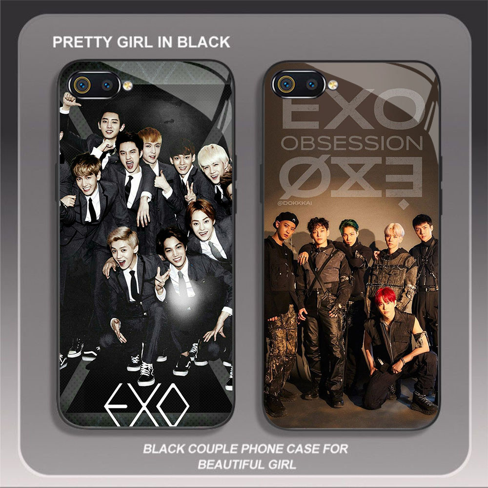 JP-29 EXO Case KACA Soft Edge Untuk OPPO Realme C1 C2 A12E A5 C2s A3S