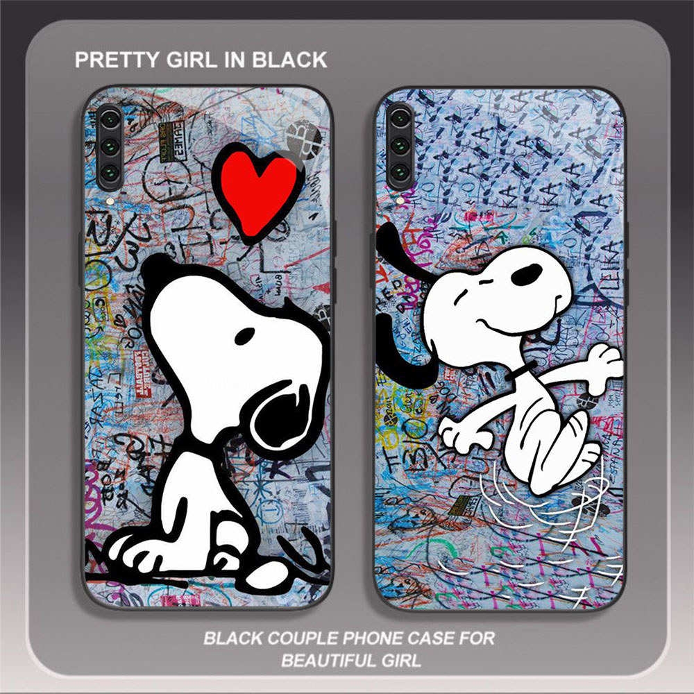 JP-79 Snoopy Case KACA Soft Edge Untuk Samsung Note A02 A7 10 A70S 10Plus A50 A70 A10 2018 Pro