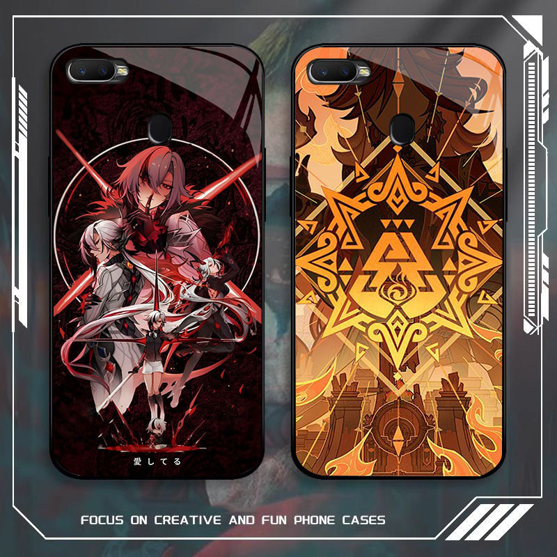 JP-44 Genshin Impact Case KACA Soft Edge Untuk OPPO Realme A11K F5 2 A7 F9 A5S A12 F7 A12S Pro