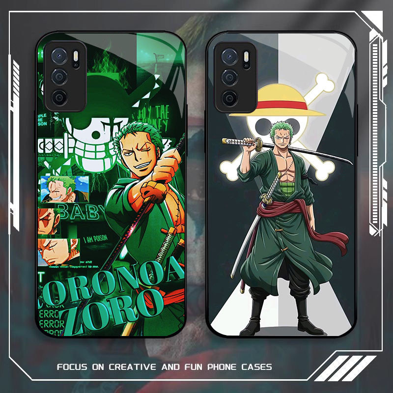 JP-70 One Piece Zoro Case KACA Soft Edge Untuk OPPO Reno A16 F19 F19S A16S A54S A74 A95 6 Lite