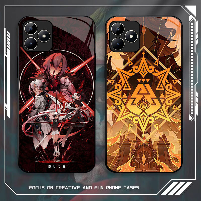 JP-44 Genshin Impact Case KACA Soft Edge Untuk OPPO Realme Narzo N53 A3i A40 GT C35 A3X C31 C53 50A 