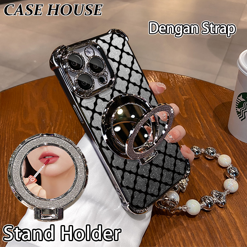 Glitter Card Case HP Samsung A10S A12 5G A23 A50S A05S Stand Holder Cermin Casing Samsung A04 A11 A2