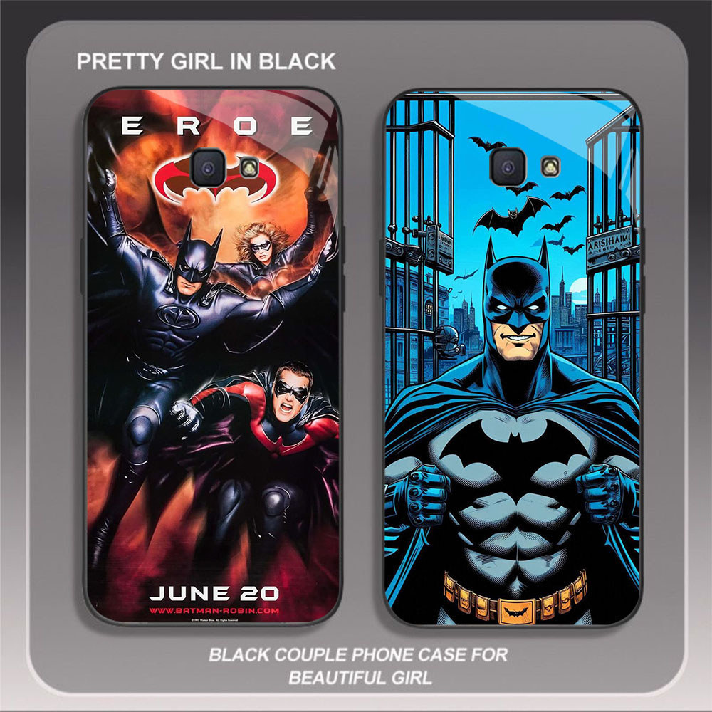 JP-17 DC Batman Case KACA Soft Edge Untuk Samsung Note J4 J6 S24 9 Core FE S25 J7 Prime Pro Plus Ult