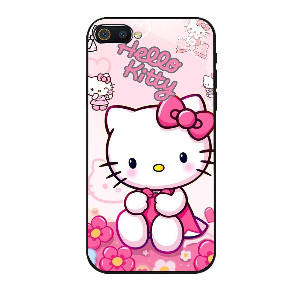 JP-52 Kitty Case KACA Soft Edge Untuk OPPO Realme C1 C2 A12E A5 C2s A3S