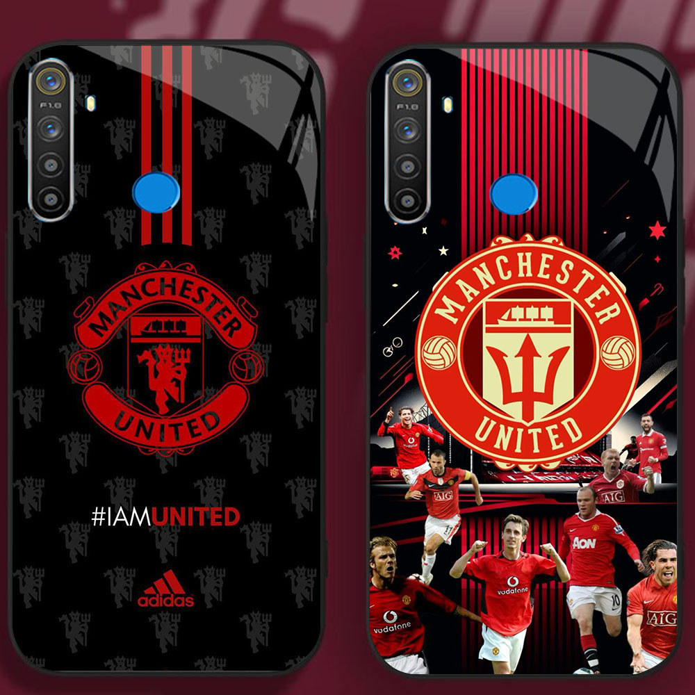 SK-76 Man United KACA Bertepi Lembut Casing untuk for Realme Narzo 3 20A C65 5S 3i 7 5 10A 6i 10 20 