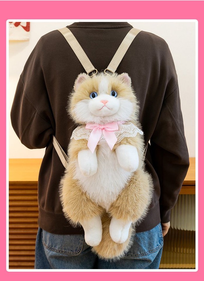 Ransel kucing lucu untuk anak perempuan, ransel mewah kucing ragdoll berkapasitas besar, hadiah ula