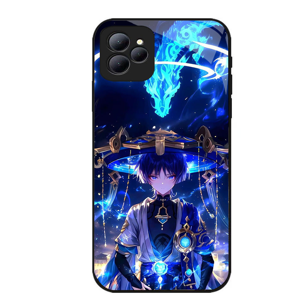 JP-44 Genshin Impact Case KACA Soft Edge Untuk Infinix Smart Hot Note 50 6 9 50Pro 8 50i 7 Infin 30i