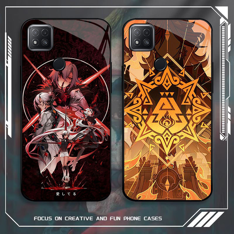JP-44 Genshin Impact Case KACA Soft Edge Untuk Xiaomi Redmi Poco Note 10A 10C 11A M3 8 12C C31 12 11