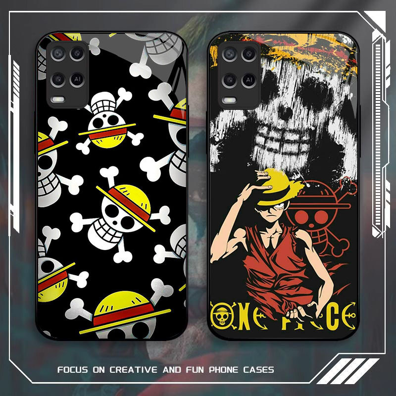 JP-68 One Piece logo Case KACA Soft Edge Untuk OPPO Realme Narzo Reno A55 A54 8 50 9 7 8i Pro 5G