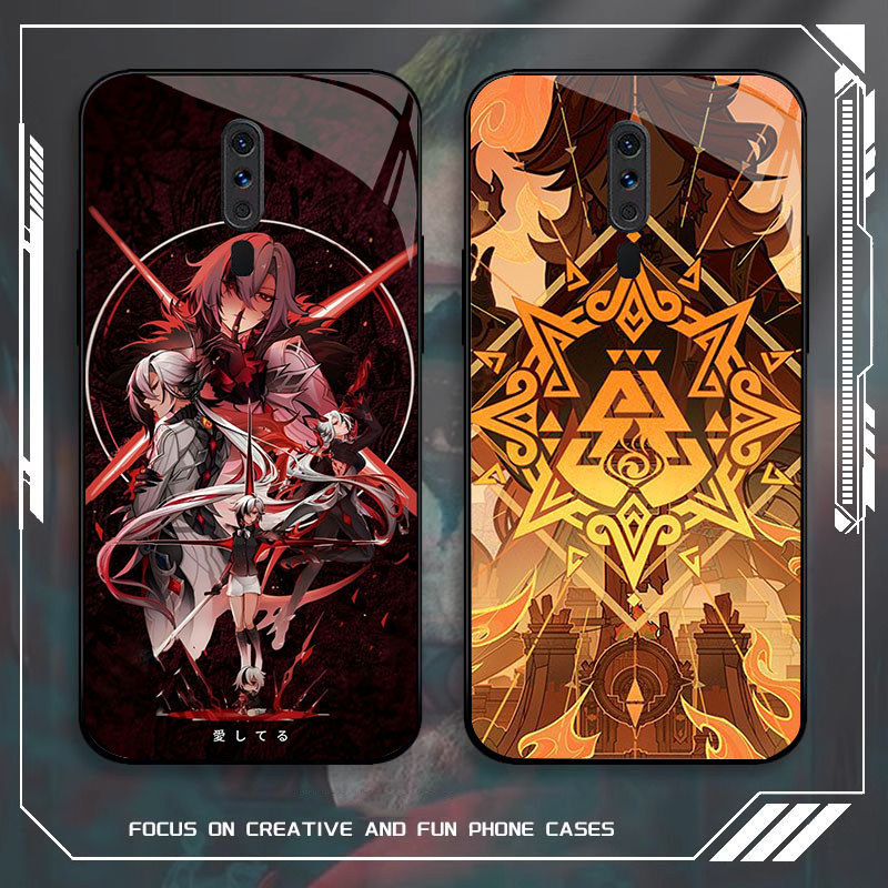 JP-44 Genshin Impact Case KACA Soft Edge Untuk OPPO Reno 2Z A5 A9 F11 2019 2F A9X 2020 Pro