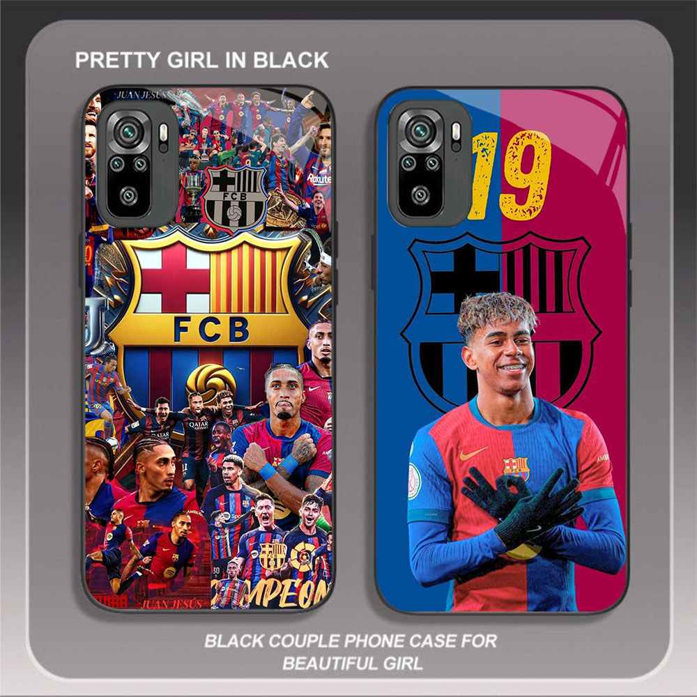 JP-33 FC Barcelona Case KACA Soft Edge Untuk Xiaomi Redmi Note Poco SE M3 11 11S M4 10S 10 10T M5S P